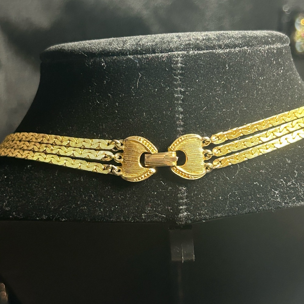 Vintage Goldette 3 Tier Necklace View 2
